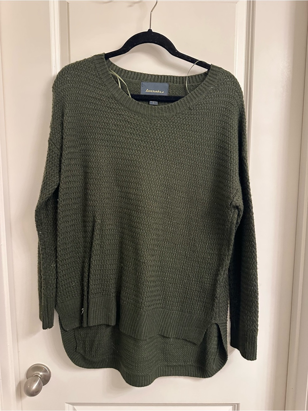 Lacoste Olive Crewneck Textured Knit Sweater